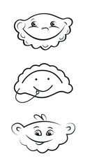 Smiling dumplings logos in different styles