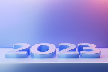 The number 2023 on blue background, 3d rendering