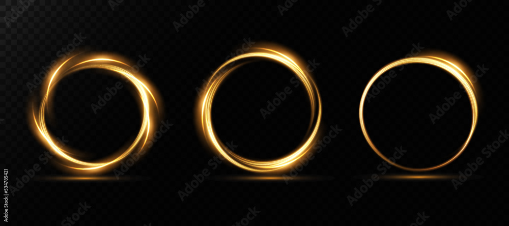 Poster golden glowing shiny spiral lines, round frames. vector background. eps10. abstract effect of moveme