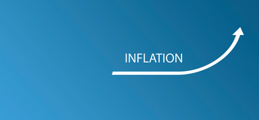 INFLATION and up arrow. Rising inflation concept