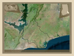 Volta, Ghana. High-res satellite. Major cities