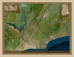 Volta, Ghana. Low-res satellite. Major cities