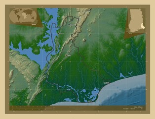 Volta, Ghana. Physical. Labelled points of cities