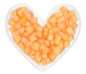 Heart Health Concept - Cantaloupe atop a Heart Shaped Plate