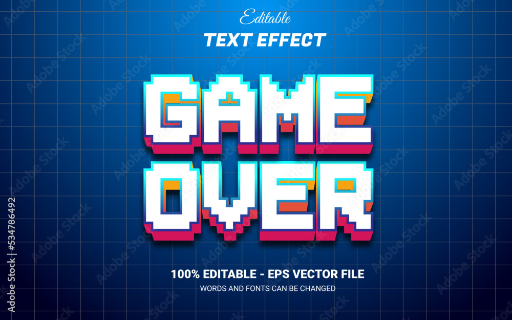 Wall mural game over editable 3d text effect template design