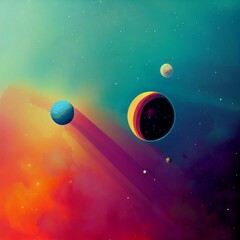 Fototapeta premium A Colorful illustation of Stars, nebular and planets in Space
