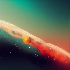 A Colorful illustation of Stars, nebular and planets in Space