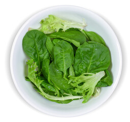 Fresh Spring Mix Lettuce in a Bowl Isolated from Background