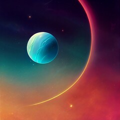 Fototapeta premium A Colorful illustation of Stars, nebular and planets in Space