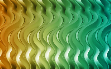 Green orange glossy smooth waves abstract background. Vector design