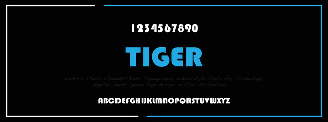 Sports Tech vector font typeface unique font design. Typeface urban style fonts for technology, digital, movie, logo design.