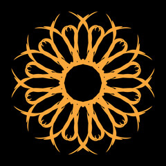 Golden circular frame with beautiful ornaments. Ornamental circle fram in Gold color. vector 