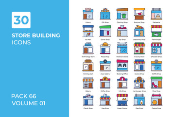 Store Building icons collection.