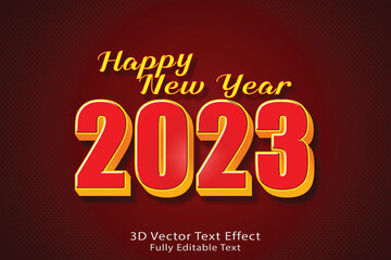 Happy new year 2023 3d vector text effect