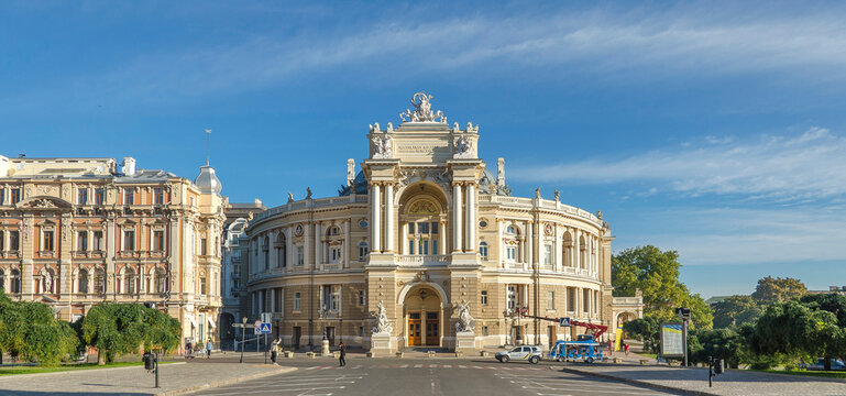 Odessa, Ukraine - 10 01 2022: view of the Odessa Opera House on a sunny day