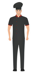 Cook in uniform standing. vector