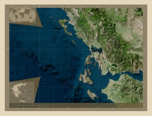 Ionian Islands, Greece. High-res satellite. Major cities