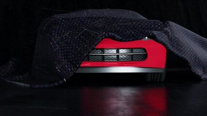 presentation of a new car. remove a car cover