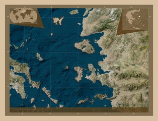 North Aegean, Greece. Low-res satellite. Major cities
