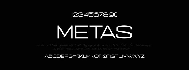 MERAS Sports minimal tech font letter set. Luxury vector typeface for company. NFT Fonts, Modern gaming fonts logo design.