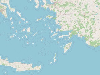 Obraz premium South Aegean, Greece. OSM. No legend