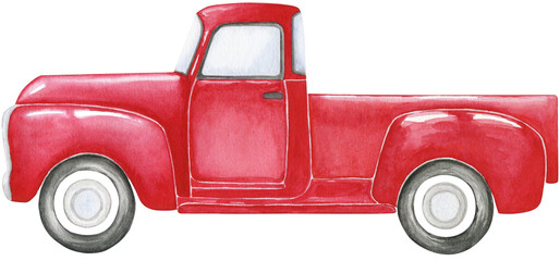 Watercolor red truck, isolated on transparent background © Ірина Омелянчук