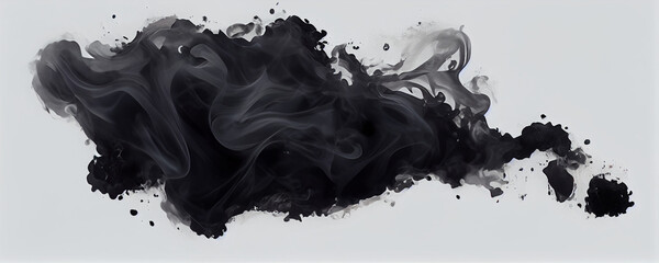 black ink splat inspired by smoke - obrazy, fototapety, plakaty