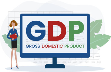 GDP - Gross Domestic Product acronym. business concept background. Vector illustration for website banner, marketing materials, business presentation, online advertising