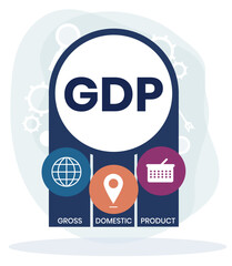GDP - Gross Domestic Product acronym. business concept background. Vector illustration for website banner, marketing materials, business presentation, online advertising