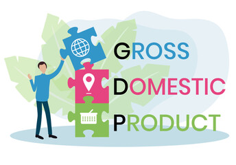GDP - Gross Domestic Product acronym. business concept background. Vector illustration for website banner, marketing materials, business presentation, online advertising