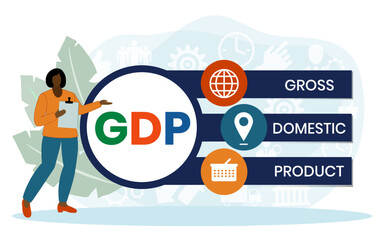 GDP - Gross Domestic Product acronym. business concept background. Vector illustration for website banner, marketing materials, business presentation, online advertising