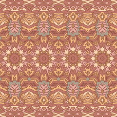 Doodle mandala pattern for fabric. Abstract tribal geometric colorful seamless pattern ornamental.