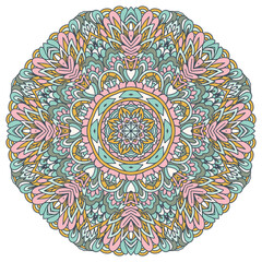 Vector floral art lacy mandala. Ethnic design with doodle ornament. Arabesque medallion vector