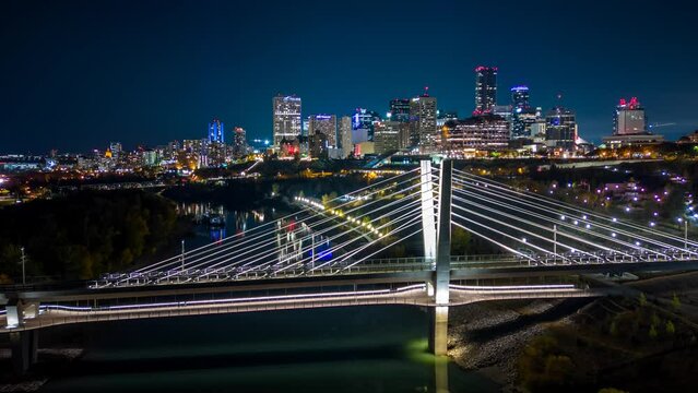 Hyperlapse of Tawatina LRT bridge and downtown Edmonton
