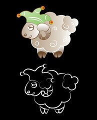 Little lamb in a jester hat