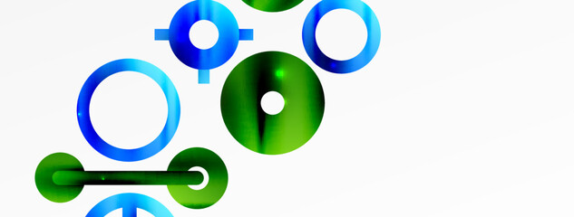 Minimal geometric abstract background. Circle, line and round shapes design. Trendy techno business template for wallpaper, banner, background or landing