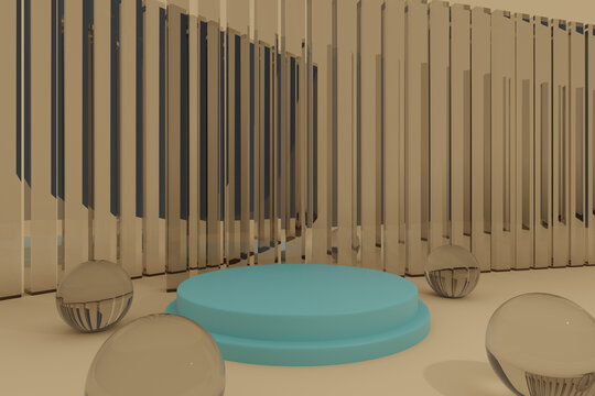 3d podium, exposure. Pedestal or platform for beauty products.