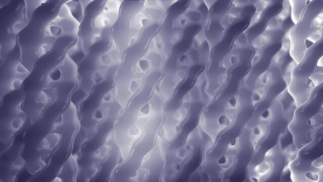 Animation of white triple helix collagen molecules (Tropocollagen). Collagen plays a role in strengthening skin as well as elasticity and hydration