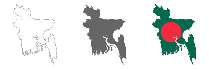 Highly detailed Bangladesh map with borders isolated on background