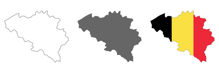 Highly detailed Belgium map  with borders isolated on background