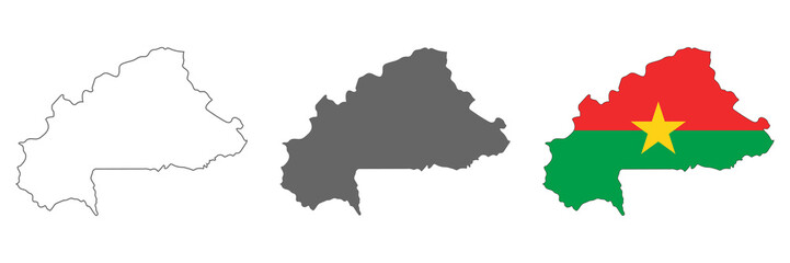 Highly detailed Burkina Faso map with borders isolated on background