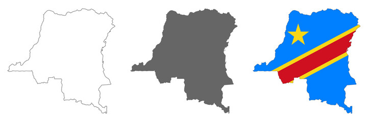 Highly detailed Democratic Republic of the Congo map with borders isolated on background