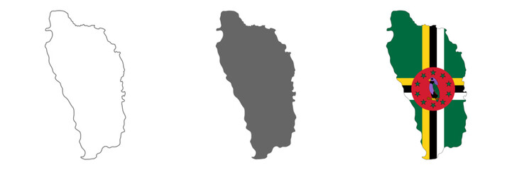 Highly detailed Dominica map with borders isolated on background