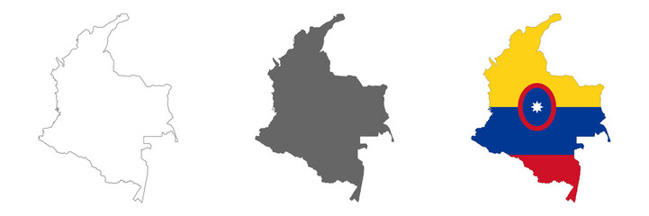 Highly detailed Colombia map with borders isolated on background