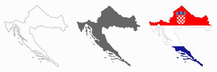 Naklejka premium Highly detailed Croatia map with borders isolated on background