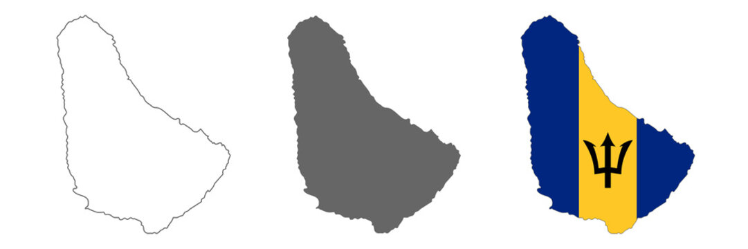 Highly detailed Barbados map with borders isolated on background