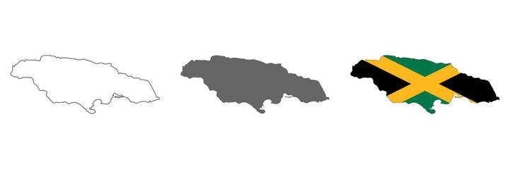 Highly detailed Jamaica map with borders isolated on background - obrazy, fototapety, plakaty