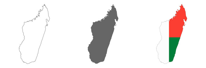 Highly detailed Madagascar map with borders isolated on background