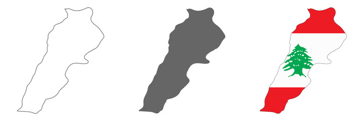 Highly detailed Lebanon map with borders isolated on background