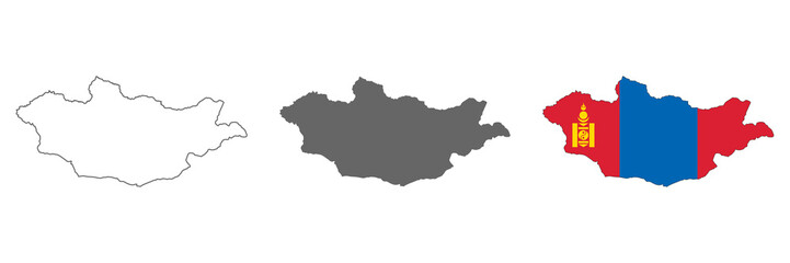 Fototapeta premium Highly detailed Mongolia map with borders isolated on background